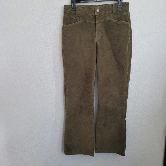 Peruvian Connection Women's Velveteen Cropped Legs Jeans 6 Green Cotton Crop - Picture 2 of 13